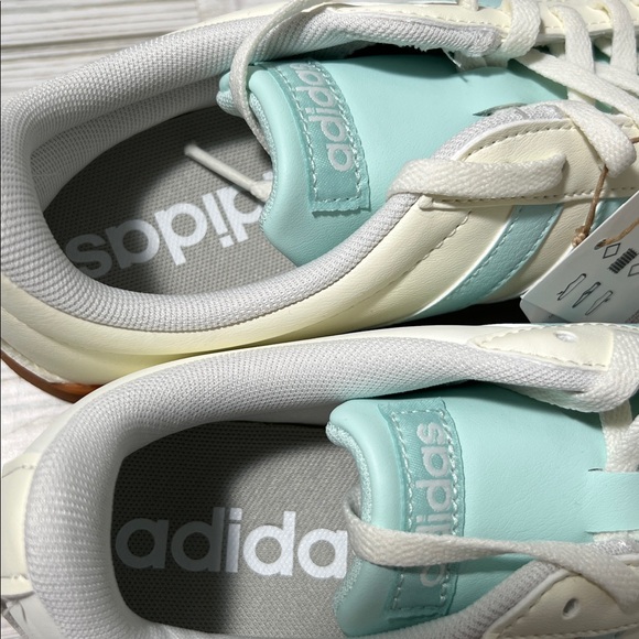 Adidas VL Court‎ 3.0 Women's Shoes sneakers white teal stripes size 6.5 lace up - Picture 7 of 14